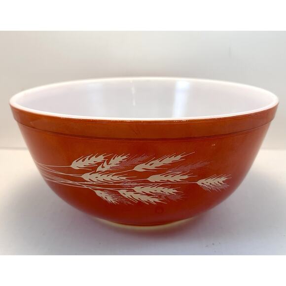 Vintage Pyrex 403 Autumn Harvest Wheat Mixing Nesting Bowl 2.5 L Liter Quart USA - Picture 1 of 16